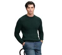 Superdry Mens Cotton Cable Knit Crew Neck Jumper Sea Blue
