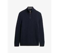 Twisted cotton zip neck jumper Superdry Classic Bleu L