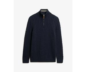 Twisted cotton zip neck jumper Superdry Classic Bleu S