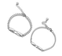 Twisted Custom Name Bracelet,Valentine's Day Wrist Chain,Adjustable Link,Set for Couples-Infinity Love Mobius Bracelets,Stainless Steel Hand Chain (Silver)