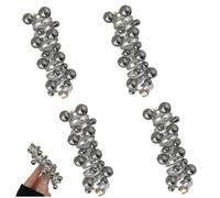 Twisted Hair Wire Pony Hairwire, 4pcs Elegant Phone Wire Hair Bands, Pearl Braided Elastic Spiral Hairs Ties for Women, Girl & All Hair Types (Silver)