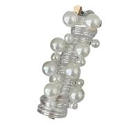 Twisted Hair Wire Pony Hairwire，Pearl Telephone Wire Elastic Hair Bands, Waterproof No Damage Spiral Ponytail Scrunchies for Women, Girls, and All Hair Types (White, One Size)