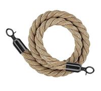 Twisted Hemp Rope Barrier for Queue Divider, Stanchion Rope Barriers for Queue Posts, Rope Safety Barrier for Crowd Control Queue Barrier (Color : Hemp)(Hemp Rope Black Hooks,3.4m/11ft)