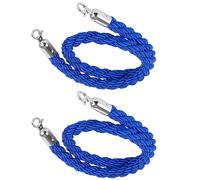 Twisted Hemp Rope Stanchion Barrier, Silver Queue Rope for Crowd Control, 2m Braided Hemp Line for Visitor Guidance, Event Queue Management (Blue)