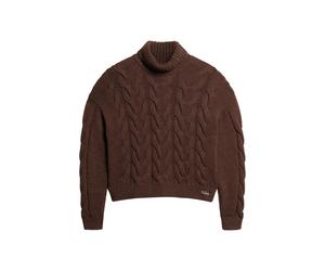Twisted knit polo top with chain for women Superdry Marron L