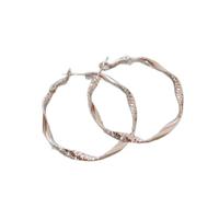 Twisted Large Hoop Earrings for Women Minimalist Silver Tone 4CM Big Circle Earrings