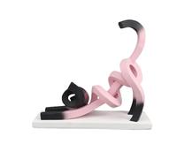Twisted Lines Ornament, Abstract Line Art Stretching Statue, Concise Linear Cat, Modern Minimalist Home Decoration, for Desk, Bookshelf, Entryway, Foyer Color Pink,
