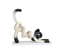 Twisted Lines Ornament, Abstract Line Art Stretching Statue, Concise Linear Cat, Modern Minimalist Home Decoration, for Desk, Bookshelf, Entryway, Foyer Color : Beige