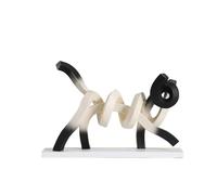 Twisted Lines Ornament, Abstract Line Art Stretching Statue, Concise Linear Cat, Modern Minimalist Home Decoration, for Desk, Bookshelf, Entryway, Foyer Color : Beige