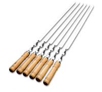 Twisted Metal BBQ Kebab Skewer Sticks 6PCS/12PCS Stainless Steel Flat Barbecue Skewers with Wooden Handle for Grilling BBQ 46cm (6)