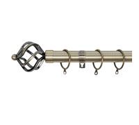 Twisted Metal Extendable Curtain Pole (25/28mm) (Antique Brass,120cm-220cm) | Heavy Duty Metal Extendable Curtain Pole, 25/28MM Diameter, Rings & Fittings Included for Bedrooms, Lounges and Living Rooms