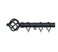 Twisted Metal Extendable Curtain Pole (25/28mm) (Matte Black,70cm - 120cm) | Heavy Duty Metal Extendable Curtain Pole, 25/28MM Diameter, Rings & Fittings Included for Bedrooms, Lounges and Living Rooms