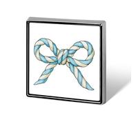 Twisted Nautical Rope Bow in Blue Cream Stripes Unisex Brooches & Pins Square Lightweight Lapel Badge Jewelry for Clothing Shawl Hat