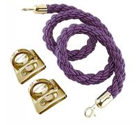 Twisted Purple Wall-Mounted Rope with Hook - VIP Queue Divider, Hemp Rope for Event Crowd Control & Venue Management, Durable & Stylish Barrier Solution