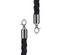 Twisted Queue Barrier for Road Safety Cones/Parking Barrier, 2 Hanging Delineator Posts with Polished Hooks/Black/150cm/5ft