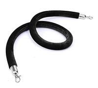 Twisted Queue Barrier Rope with a Hook， Hanging Stanchion Ropes with Silver Clasps Post Queue Line Barrier Rope, Crowd Control Line for Grand Openings/Black/1.2M