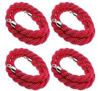 Twisted Queue Ber Rope - 10ft Nylon Bed nch Rope with Silver Hoo for Crowd Control at Clubs, Hotels, Ban, Hospitals - Red Rope for Event ment