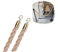 Twisted Queue Rope Barrier with Hooks, 2 Pack Stanchion Hemp for Events, Trade Shows, Party Use (2.5m/8ft) - Durable and Versatile Crowd Control Solution