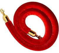 Twisted Queue Rope Crowd Control Line Barriers Hanging Ropes - Restaurtheaters Hotels, Red with Polished Gold Hooks(4 Pack,100Cm/3.3Ft)