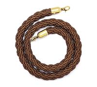 Twisted Queue Rope with Gold Polished Hooks - Durable Nylon Crowd Control Barrier for Events, Hotels, and Retail Spaces Post Ropes(7ft/215cm)