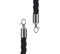 Twisted Queue Ropes Stanchions - Durable 3-10 Ft Hemp Rope with Hooks for Crowd Control, Event Management, Hotel Entryway, Black 100cm (40 in) Barrier Lines