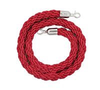 Twisted Red Queue Control Rope 2M with Silver Hook - Durable Hemp Rope for Crowd Management, Sturdy Queue Divider for Events, Exhibits & Outdoor Gatherings