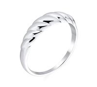Twisted Rope Cable Braided Dome Croissant Ring Thin Band For Women Teens .925 Sterling Silver