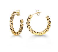 Twisted Rope Hoop Earrings 14K Gold Plated Gift for Girls Wife Mother| Light Weight Chuny Earrings Gift for Women Gift (GOOP-1-UK)