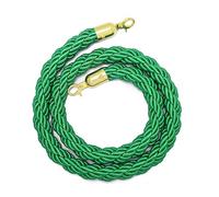Twisted Rope Queue Barrier with Plated Hooks, Green Hemp Rope for Store Crowd Control / 1 Pack / 3.5m / 11.5ft