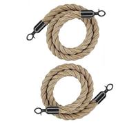 Twisted Stanchion Rope 2 Pack Crowd Control Rope Barrier for Stanchion Posts Queue Pole, with Gold/Silver/Black Clasps, Rural Style for Theaters Grand Openings(Black,10ft/305cm)