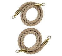 Twisted Stanchion Rope 2 Pack Crowd Control Rope Barrier for Stanchion Posts Queue Pole, with Gold/Silver/Black Clasps, Rural Style for Theaters Grand Openings(Gold,2ft/60cm)