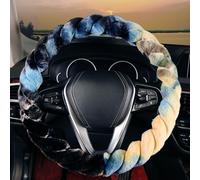 Twisted Style Faux Fur Steering Wheel Cover: Cozy Gradient Plush, Non-Slip Interior for Enhanced Grip, Universal Fit (14.5-15 Inches) & Easy to Install (Black)
