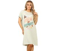 Twisted Thread Licenced Harry Potter Nightshirt for Women, 100% Cotton, Oversized Sleep T-Shirt Dress, Soft Breathable Nightie, Loungewear Sleepwear Gift For Her (Sage Green, 12-14)