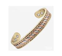Twisted Tricolor Magnetic Therapy Cuff - Adjustable Copper Bracelet with 6 Healing Magnets