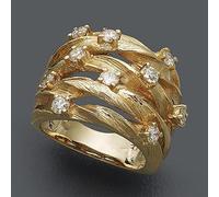 Twisted Vine Ring Promise Ring Gold Twist Cross Zircon Ring Yellow Gold Color Wide Multi Ring Zirconia Bird's Nest for Women Statement Engagement Ring Gold Plated Ring Size L1/2