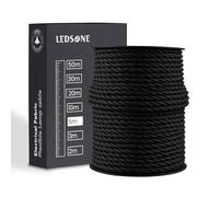 Twisted Vintage-Style Braided Fabric Covered Lighting Flex Cable 5m Pack Length, 2-Core 8 Amp Electrical Wire Lamp Cord for DIY Lamps Industrial Pendant Lights Lighting Appliances (Black)