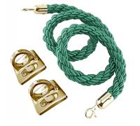 Twisted Wall-Mounted Crowd Control Rope, 8.9ft VIP Queue Divider with Hooks, Green Hemp Ber Rope Kit for Event Management & Hanging Barriers