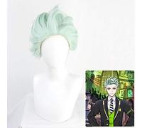Twisted-Wonderland Sebek Cosplay Wigs Light Green Short Heat Resistant Synthetic Hair Wig Pelucas + Free Wig Cap