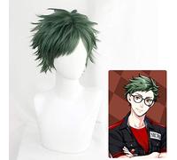 Twisted-Wonderland Trey Clover Wigs Cosplay Costume Dark Green Short Heat Resistant Synthetic Hair Wig Pelucas+ Free Hair Net