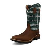 Twisted X Men's 11" Tech X Boots - Comfortable Casual Western Boots for Men, Oiled Saddle & Green-blue Slate, 6 UK
