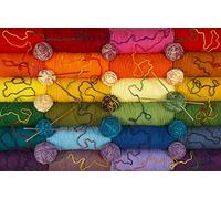 Twisted Yarn 1000 Piece Puzzle - Colorful Knitting Yarn Tangle Jigsaw Puzzle, Brightly Colored and Arranged in Colorful Rows.