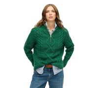 Twisted zip neck jumper for women Superdry Aran Vert L