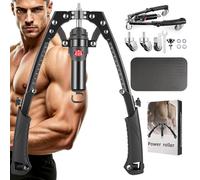 Twister Arm Trainer, 3 in 1 Hydraulic Power Chest Workout Equipment with Ab Roller Wheels and Hooks, Adjustable 22-440lbs Arm Trainer for Men Women, Home Gym Equipment for Full Body Strength Training
