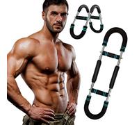 Twister Arm Trainer, Power Twister Bar with 3 Resistance Levels, Adjustable Forearm Strengthener, Chest Exerciser for Men, Portable Spring Resistance for Home Workout Equipment (Black+Blue, 70-110lb)