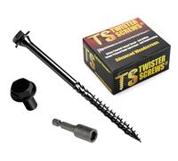 Twister Screws Hex Head Double-Threaded Timber Screw - 6.7 x 75mm - Grey - Box of 50 | Hardened Carbon Steel | Self-Drilling/Self-Countersinking | Quick-Grab Sharp Point