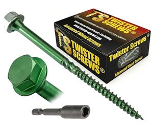 Twister Screws Hex Head Timber Screw | 6.7 x 100mm | Green | Box of 25