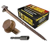 Twister Screws HexDrive Double-Threaded Timber Screw | Hardened Carbon Steel | Self-Drilling/Self-Countersinking | Quick-Grab Sharp Point (50, Tan, 75mm)