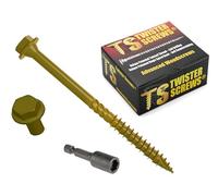 Twister Screws HexDrive Double-Threaded Timber Screw | Hardened Carbon Steel | Self-Drilling/Self-Countersinking | Quick-Grab Sharp Point (100, Tan, 75mm)