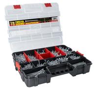 Twister Screws Multibox, 1,280 Piece Zinc-Coated Wood Screws, 12 Sizes, Self-Countersinking, Type 17 Point