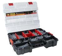 Twister Screws MultiBox 1280-Piece Wood Screw Assortment, 12 Sizes, Zinc-Coated, Self-Countersinking, Type 17 Point, Pozi Drive, Includes 5 PZ2 Bits, Organiser Box